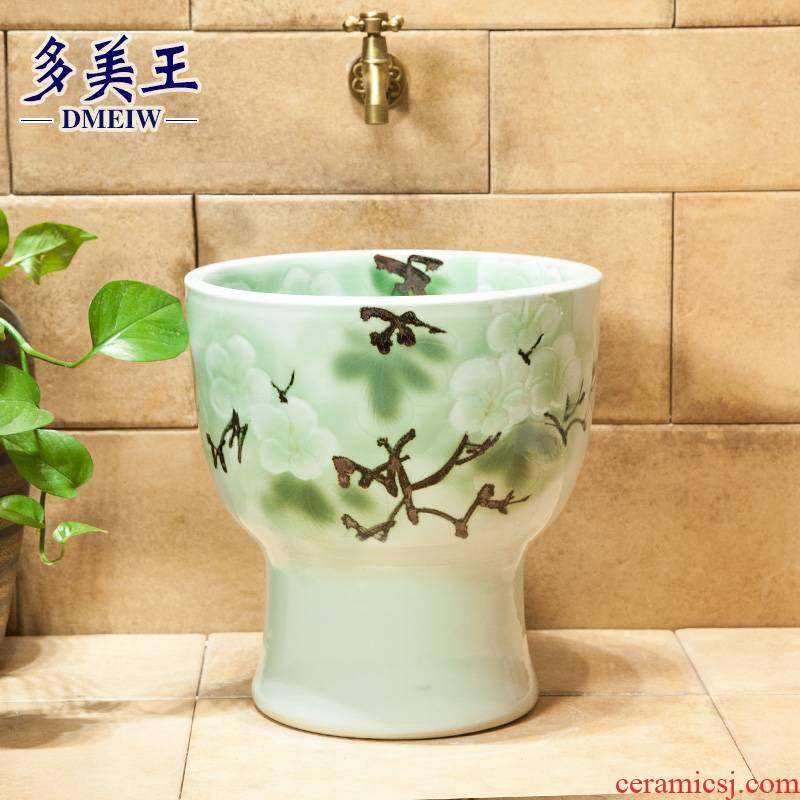 The balcony mop pool ceramic art mop pool round one - piece mop pool trumpet large caliber 40 cm pear flower