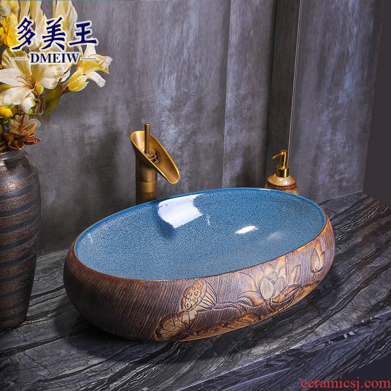 Retro art basin stage basin of elliptic toilet lavabo ceramic face basin mesa of household washing a face on stage