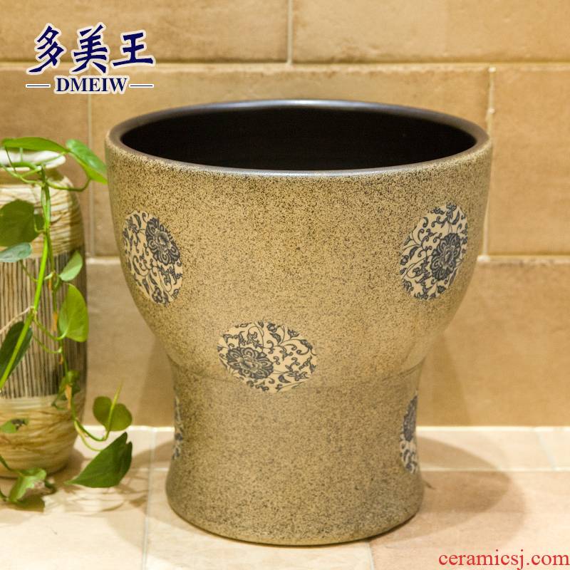 Ceramic size balcony art basin mop mop pool ChiFangYuan one - piece mop pool diameter 40 blue and white