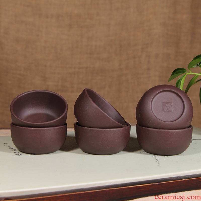 Yixing purple red manual violet arenaceous mud sample tea cup noggin 6 small bowl only kung fu master single cup eight tea sets