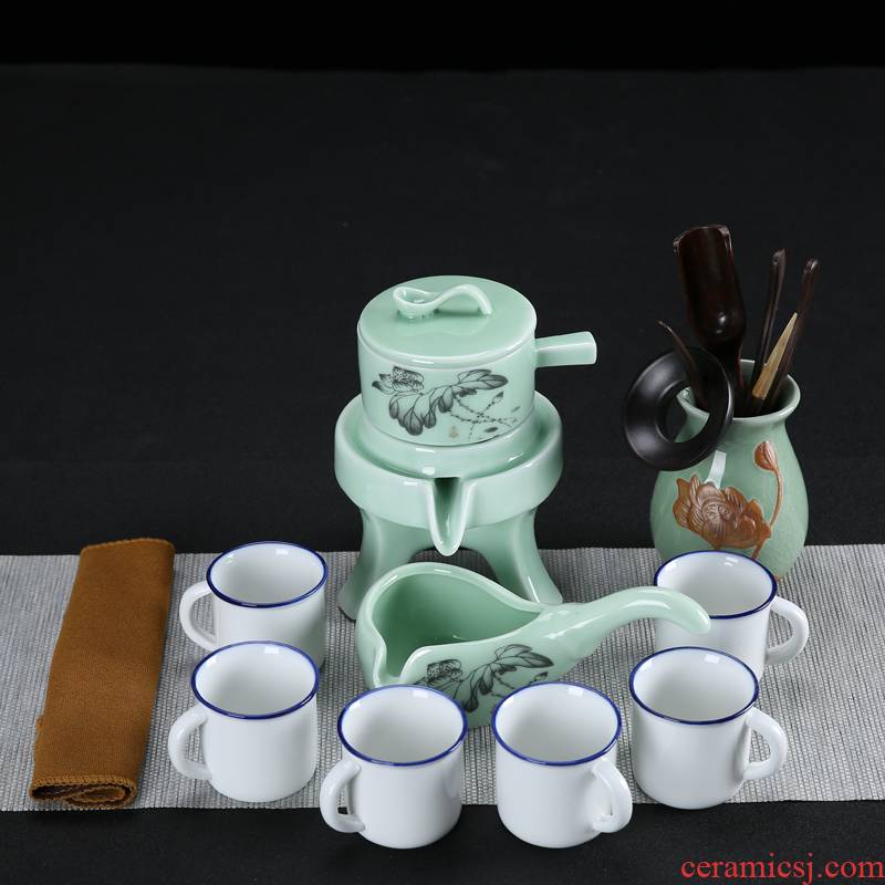 Kung fu tea set tea cup stone mill small household contracted and I lazy teapot ceramics semi automatic tea