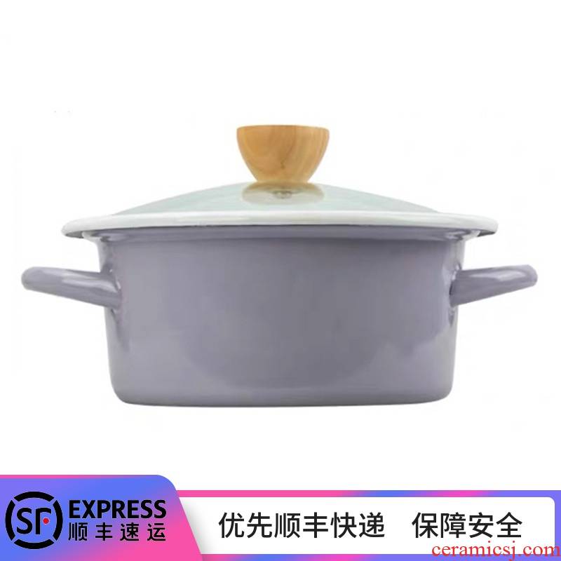 Enamel flanging soup pot thickening ears Japanese Enamel pot induction cooker stew general gas