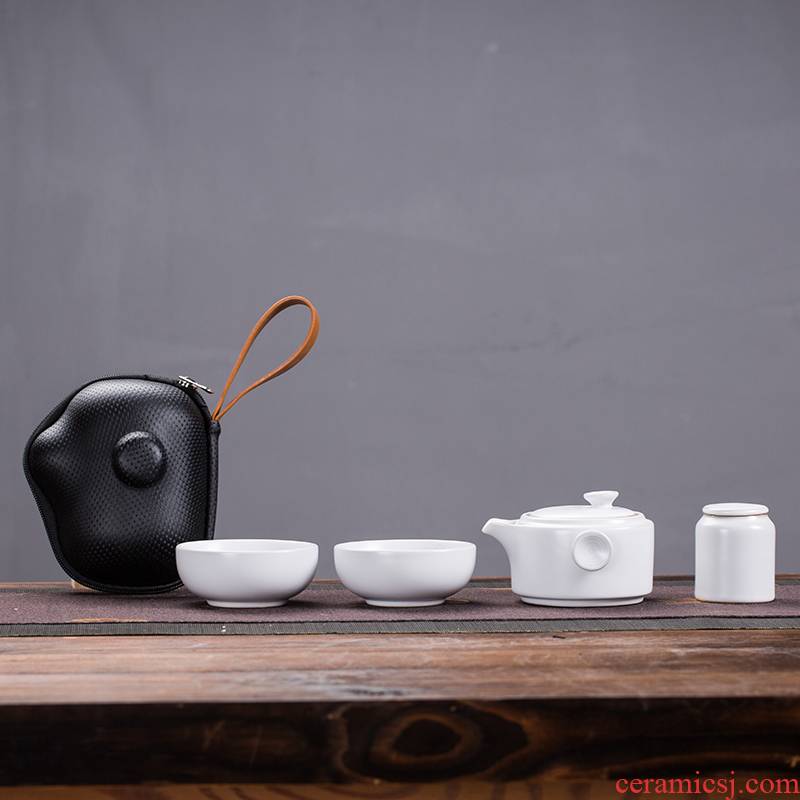 Zhuo imperial Japanese kung fu tea sets ceramic portable package of a complete set of a pot of two cups of household contracted the teapot tea pot