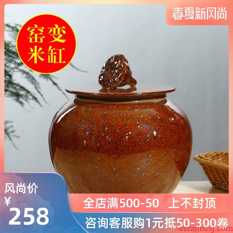 Jingdezhen ceramics with cover household rice storage box sealing insect - resistant with cover ceramic barrel storage ricer box sealing type barrel