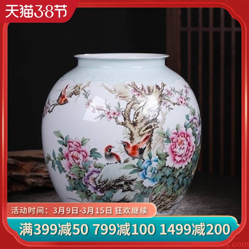 Jingdezhen ceramics vase famous hand - made flowers peony vases, flower implement the sitting room is the study of new Chinese style furnishing articles