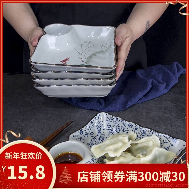 Four seasons and Japanese creative dumplings plate frame plate cold dish dish dish and glaze made pottery porcelain hotel home plate
