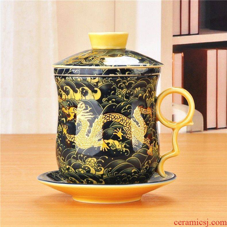 4 times of jingdezhen ceramic cups dragon water cups with filter good office a cup of tea