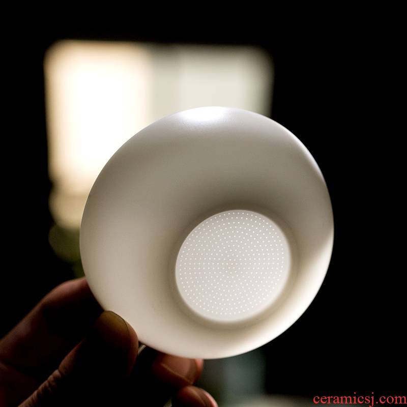 Dehua white porcelain perforation) device kung fu tea accessories make tea cup tea strainer ceramic filter)