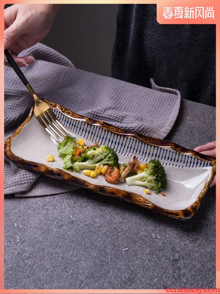 Hotel, restaurant Japanese restaurant ceramic strip plate sushi plate special - shaped dish dish dish dessert dish sashimi dish plate