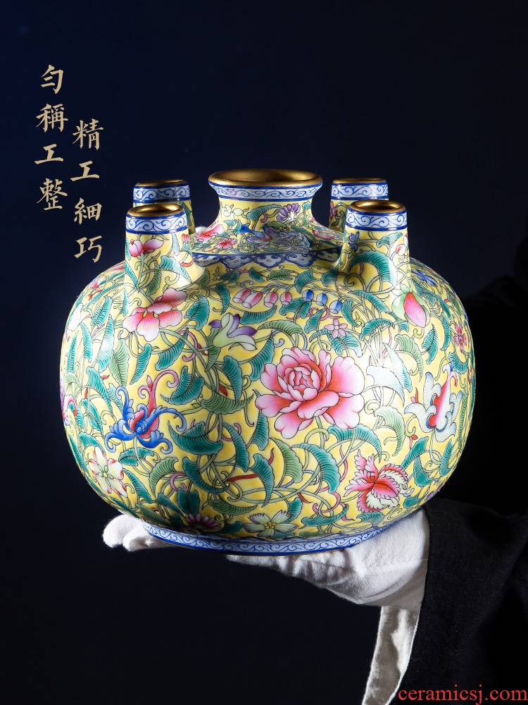 Jia lage jingdezhen ceramic vase YangShiQi ZhiHuang pastel flowers to five bottles of China
