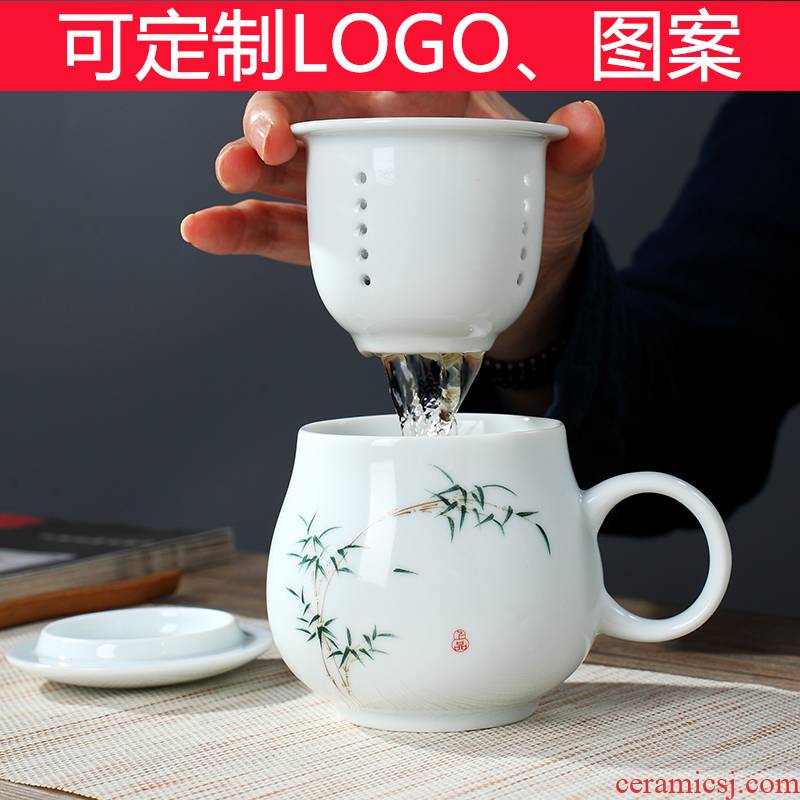 Shadow, jingdezhen ceramic tea set, tea separation filter with cover home tea cup mark the custom office