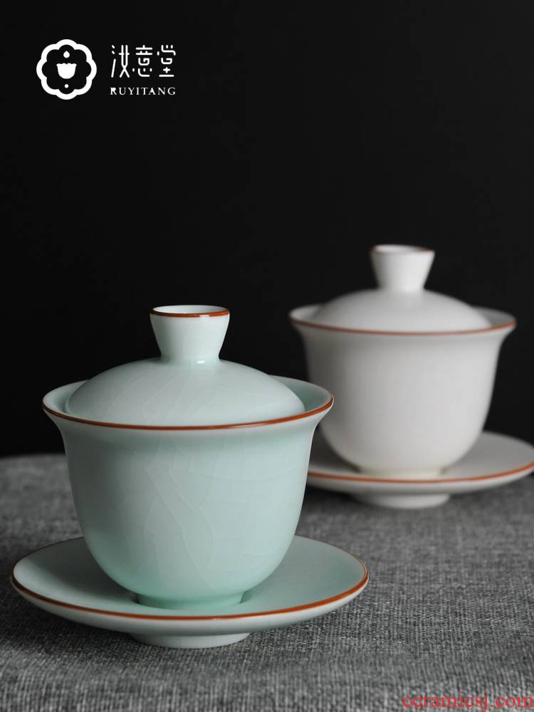 Your up three just tureen ceramic bowl with a single three cups just a cup of tea bowl of kongfu tea white porcelain hand grasp pot