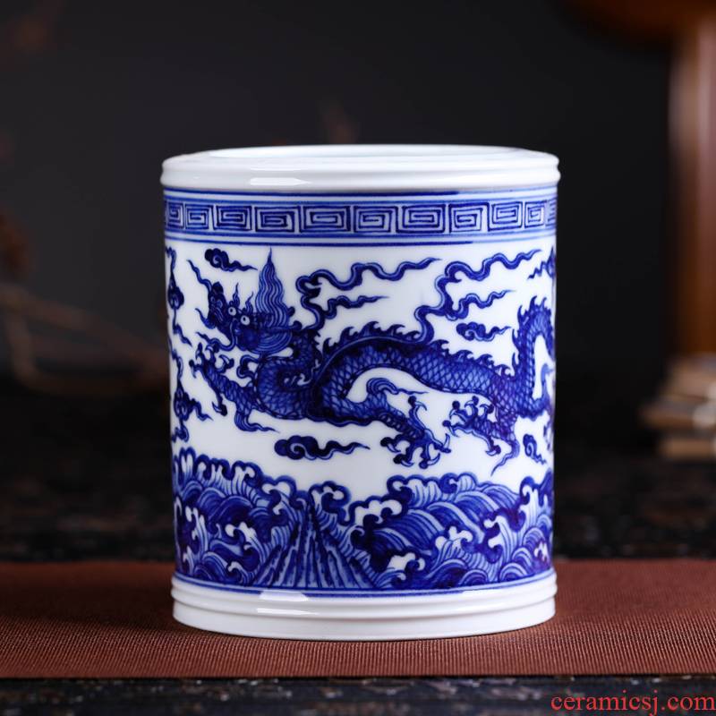 Offered home - cooked in jingdezhen porcelain stationery pen container hand - made stationeries appliance of blue and white porcelain ceramic art home furnishing articles