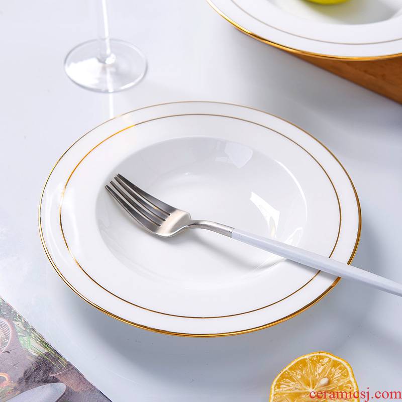 Paint edge hotel hotel western - style food tableware plate of jingdezhen ceramic ipads China household straw hat pasta salad plates