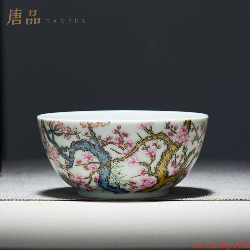 Tang Pin name plum colored enamel with master individual cup of jingdezhen ceramic sample tea cup ice wintersweet name plum cup kung fu tea set