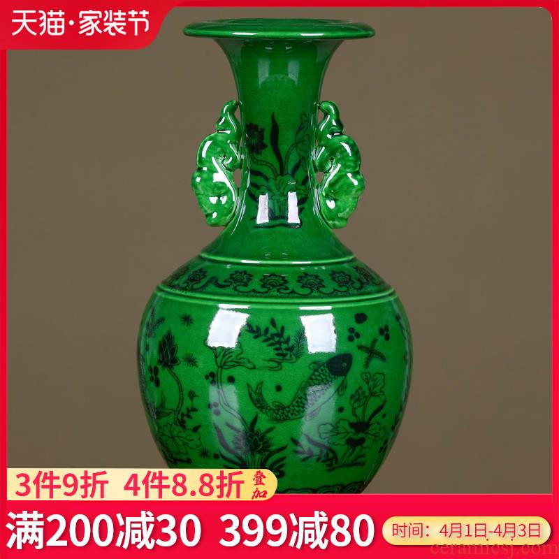 Jingdezhen ceramics, vases, flower arrangement sitting room place green longfeng Chinese style restoring ancient ways is rich ancient frame study ornaments