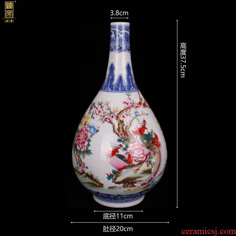 Archaize of jingdezhen porcelain yongzheng bucket color double phoenix gall bladder classical Chinese style household adornment antique antique furnishing articles