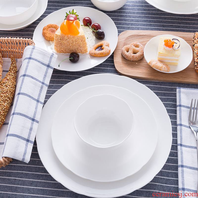 Ronda about ipads China tangshan ou cutlery set dishes combine contracted white household porcelain ceramic plate