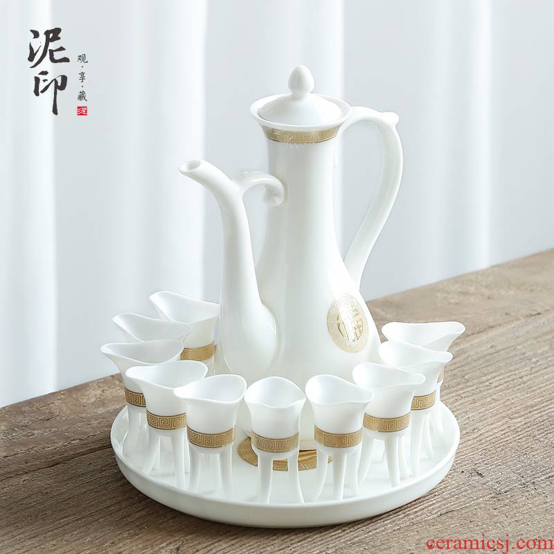 Ave mud seal thin foetus restaurant with ceramic antique Chinese ancient wine suits for liquor dehua white porcelain cup
