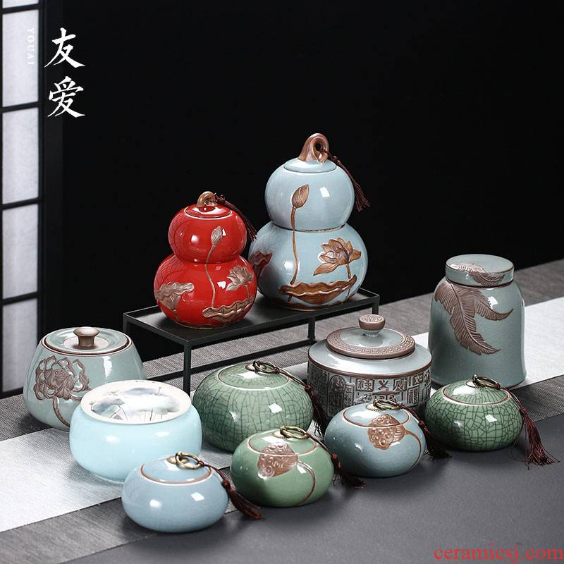 Love pot pu 'er tea storage POTS sealed ceramic tea caddy fixings tea storage warehouse travel home custom box
