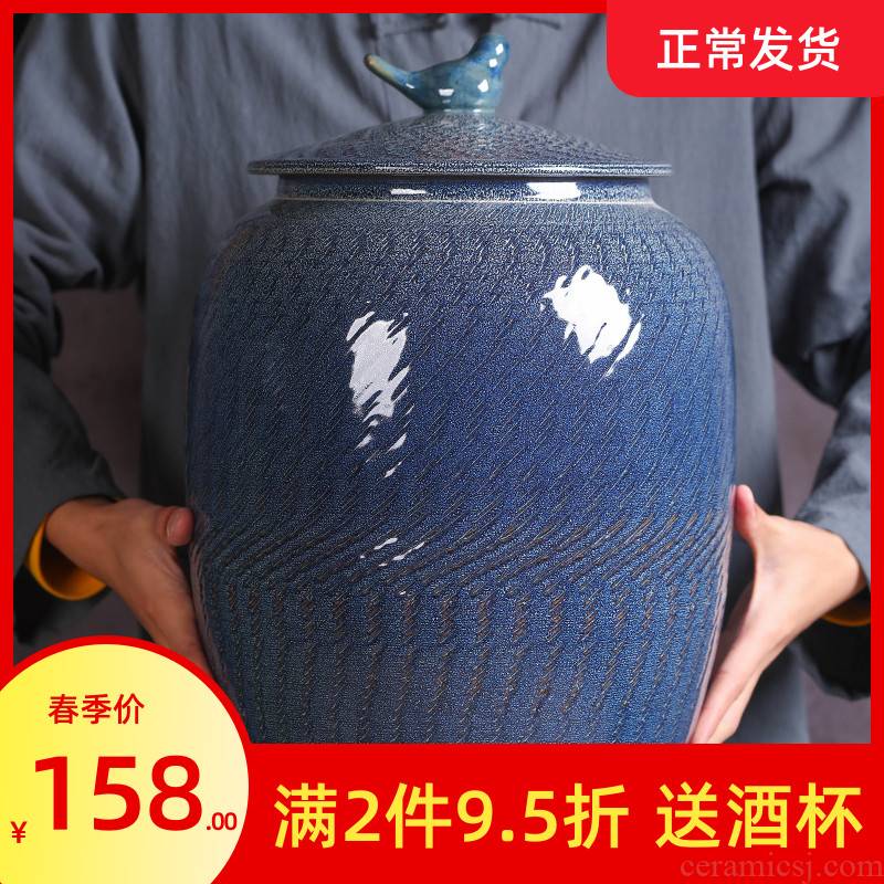 Jingdezhen ceramic tea pot seal carving restoring ancient ways large wake of bread seven pu 'er tea urn storage tanks boxes