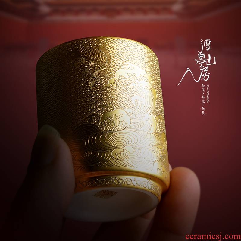 24 k gold gold cup sample tea cup single CPU kung fu tea tea service manual ceramic bowl masters cup customization