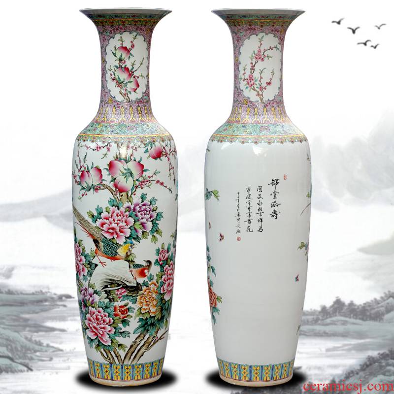 New classical Chinese ceramics jingdezhen sitting room floor furnishing articles hotel feel big vase decoration decoration