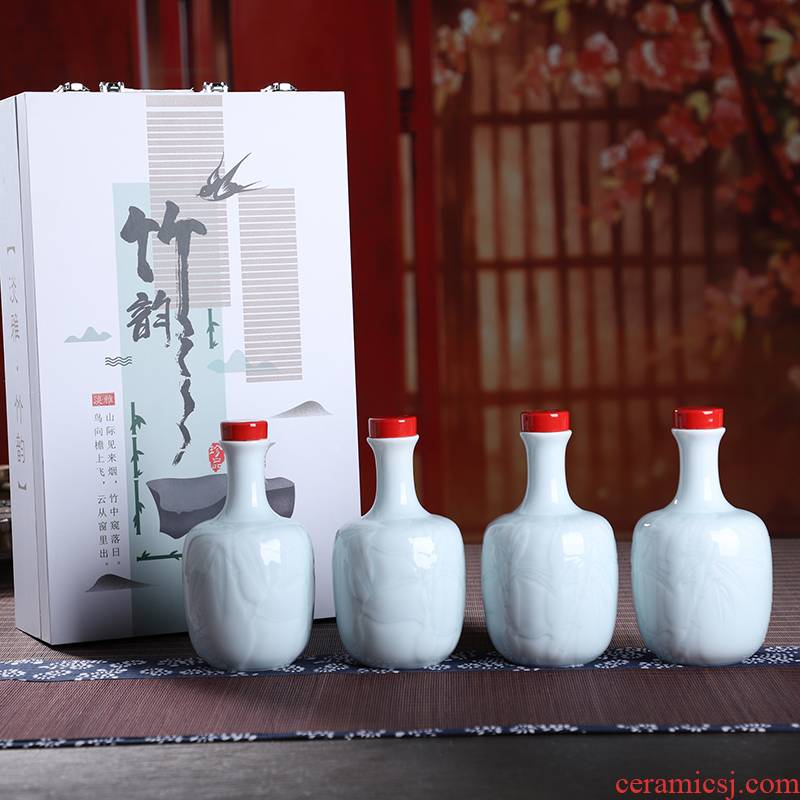 The Empty wine bottles of jingdezhen ceramic household hoard 1 catty seal wine liquor hip flask wine storage appliances gift