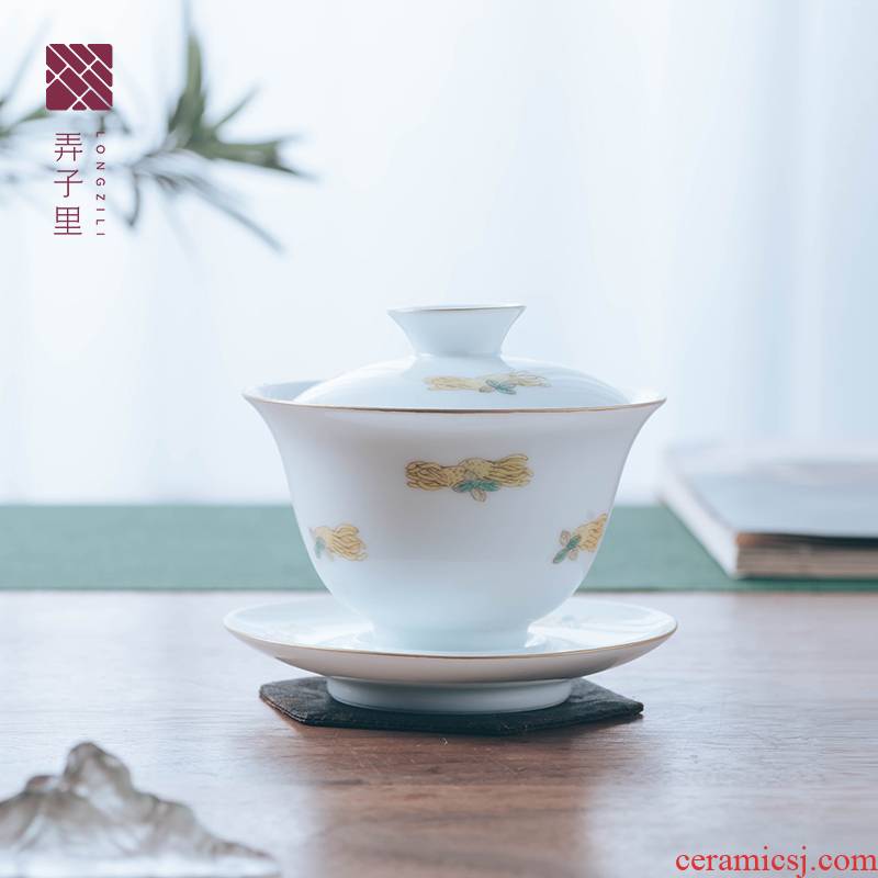 Get in a single tureen tea only three tureen jingdezhen porcelain citron hand - made tureen cups tea tureen