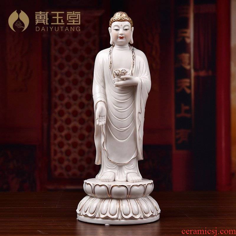 Yutang dai namo amitabha Buddha Buddha statute honors that occupy the home furnishing articles dehua white porcelain paint color