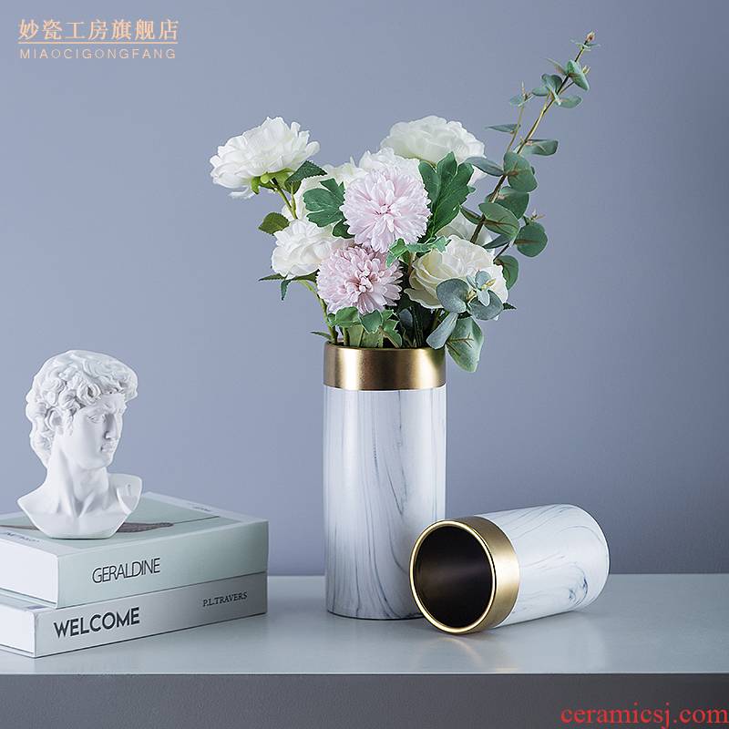 Marble ceramic vase ins Nordic style of the sitting room put dry vase decoration flower implement table furnishing articles soft outfit