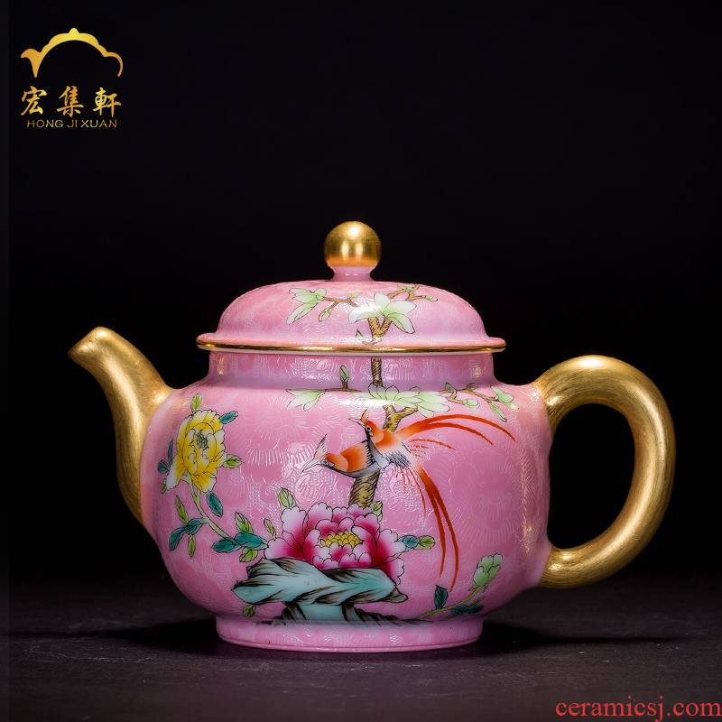 Grilled teapot jingdezhen ceramic tea set tea service pastel flowers see colour tea CiHu little teapot green red kung fu