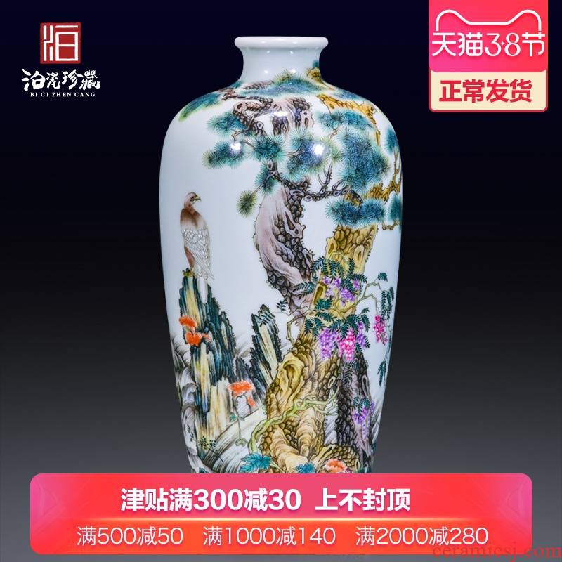 Jingdezhen ceramics hand - made pastel eagle movement of floret bottle rich ancient frame of Chinese style household decorative furnishing articles