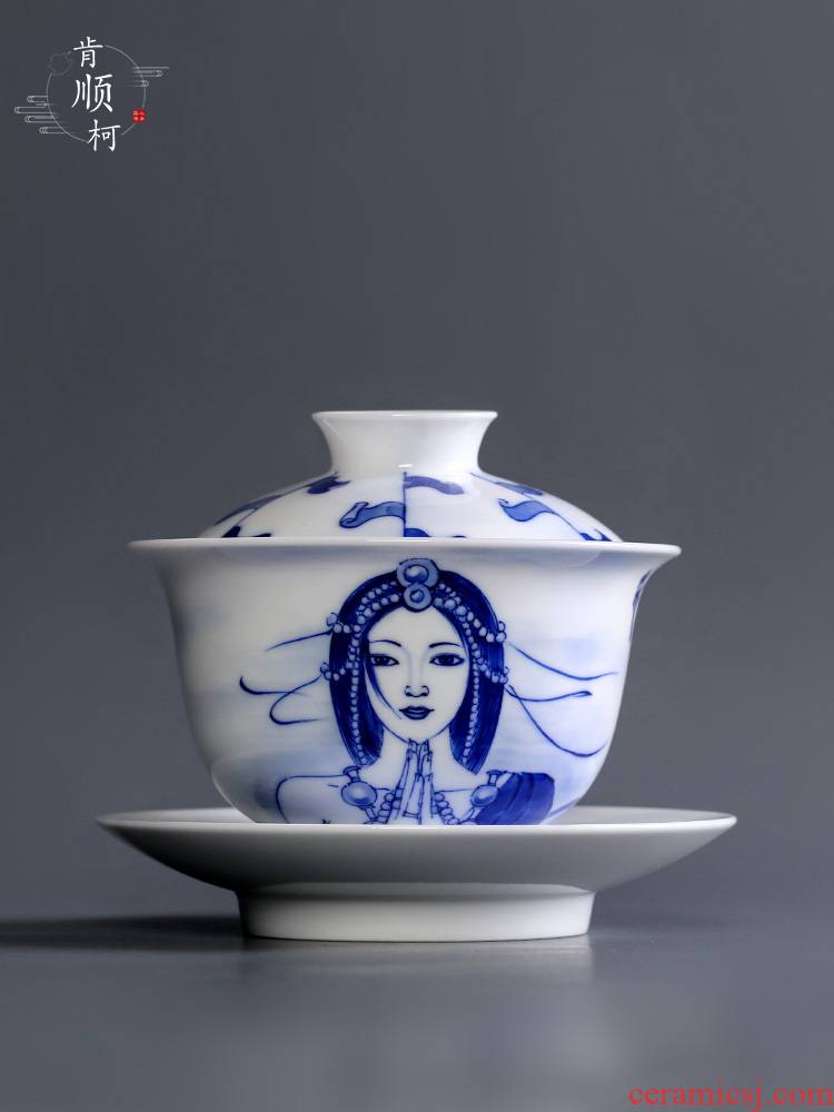 The Blue hand - made the author jia three measures that I just tureen large hot tea sets jingdezhen kung fu tea tea