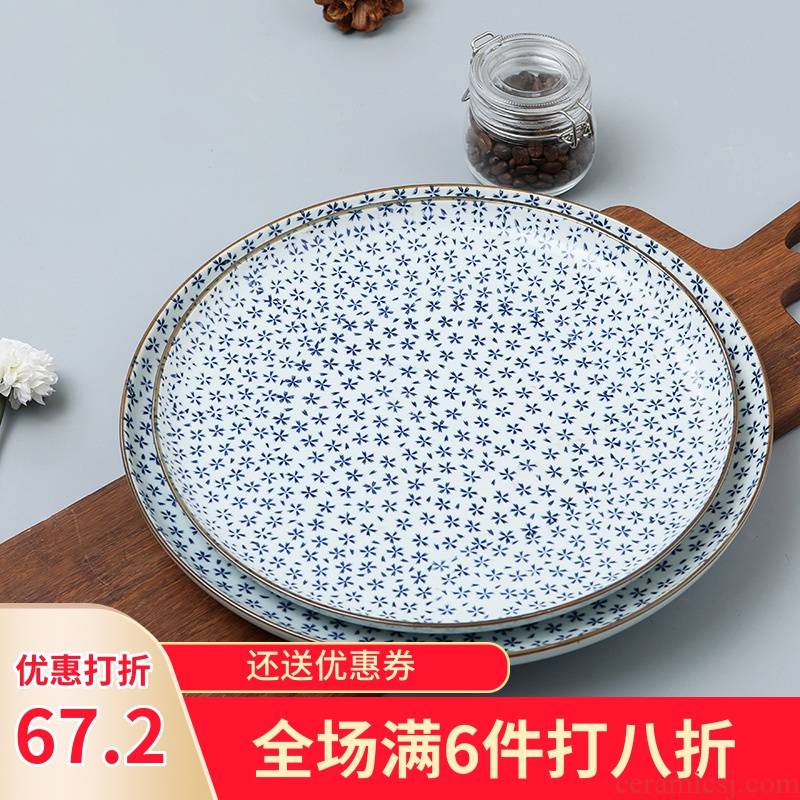 Household dish soup plate three industry circular plates Japanese - style meal tea tray was fruit bowl ceramic dishes ceramic plate