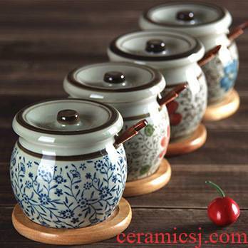 And the four seasons seasoning box of glaze color salt shaker tank Japanese - style seasoning sauce pot GuanPing ceramic pepper pot in the kitchen
