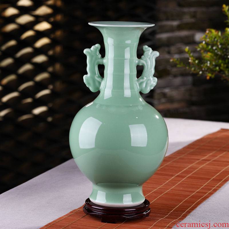 Jingdezhen ceramic film blue glaze vase archaize of new Chinese style household porch furnishing articles rich ancient frame handicraft ornament