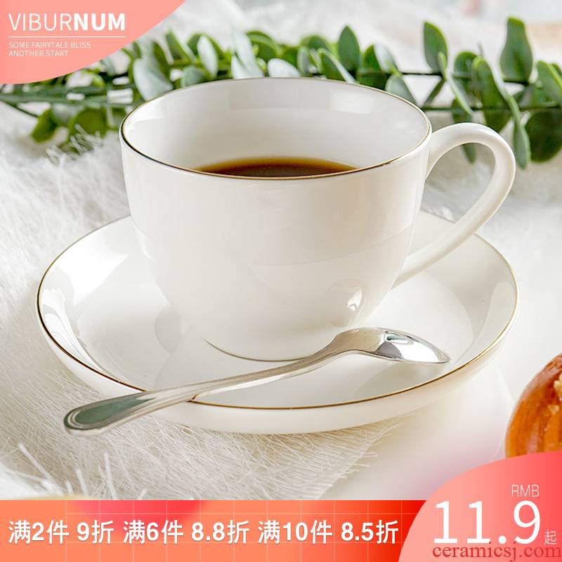 Yao hua glass ceramic coffee cup spoon plate suit contracted ceramic European - style coffee suit the cups