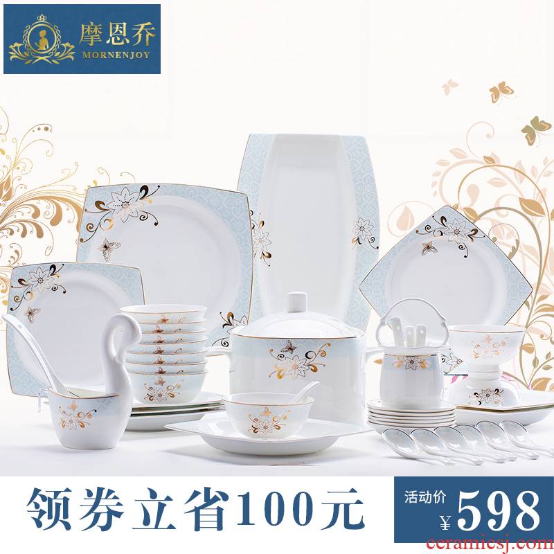 Dishes suit household ceramic bowl European - style ipads bowls dish bowl chopsticks European - style combination of jingdezhen plate suit