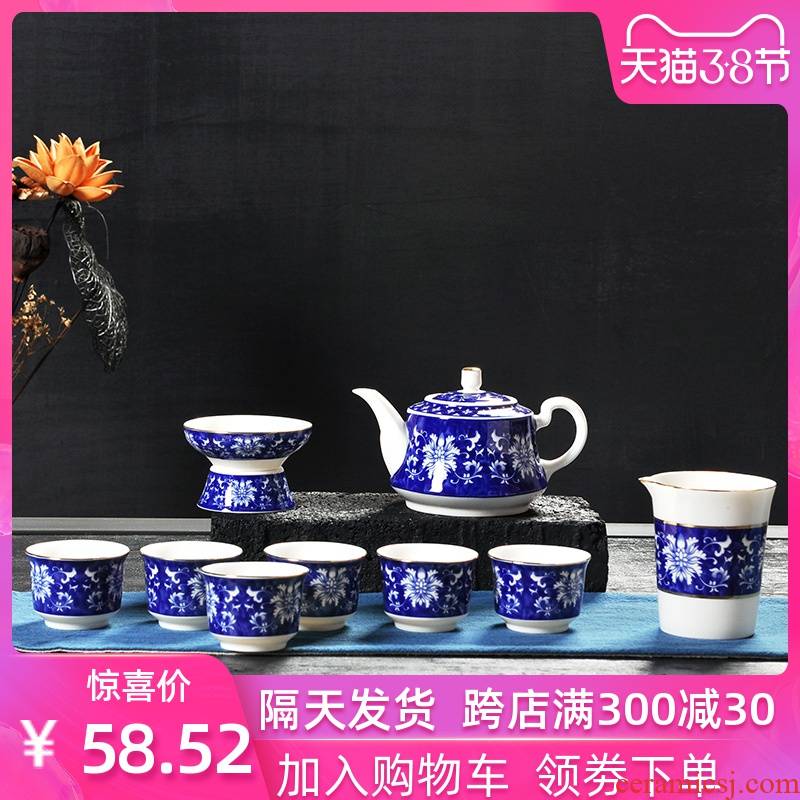 Leopard lam, kung fu tea set of household ceramic tea cup of Japanese white porcelain teapot tea sitting room tea ipads China