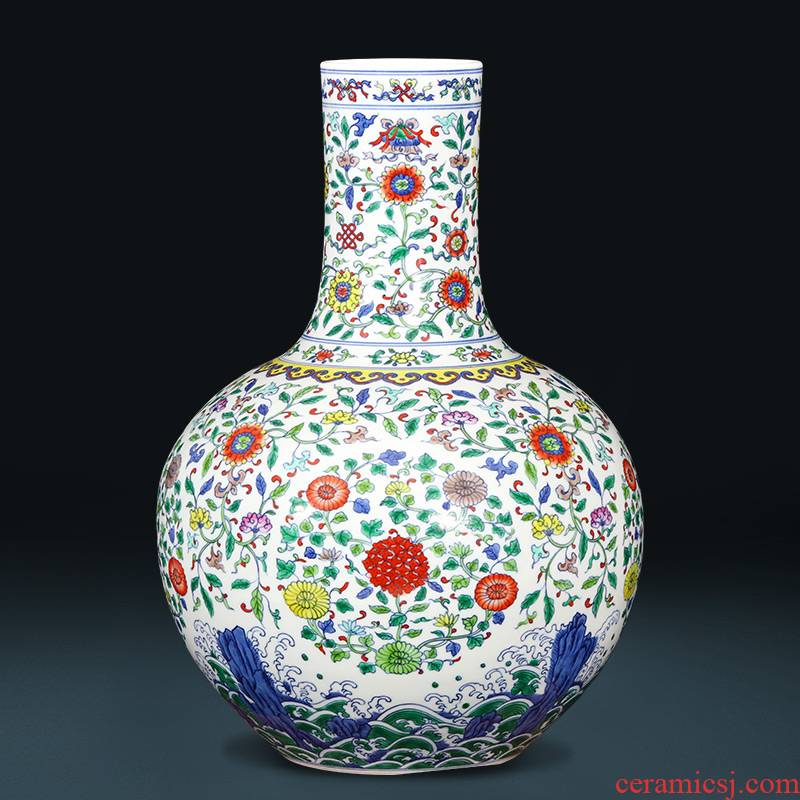 Jingdezhen ceramics imitation yongzheng hand - made color bucket vases, flower arranging new classical Chinese style porch sitting room adornment is placed