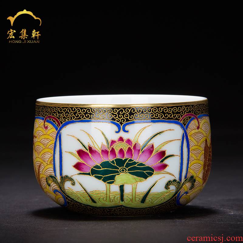 Jingdezhen pure manual to use wire inlay enamel see colour ceramic Chinese kung fu tea master cup sample tea cup meditation cup