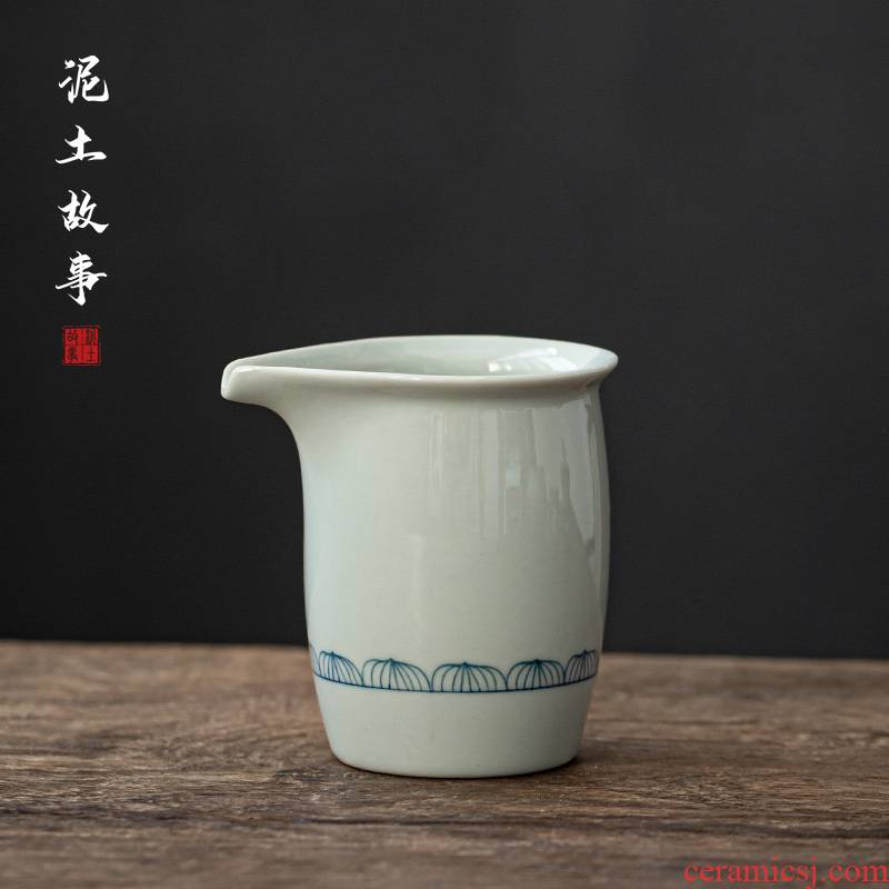 Earth story jingdezhen blue and white large fair keller hand - made ceramic antique tea is tea sea kung fu tea set