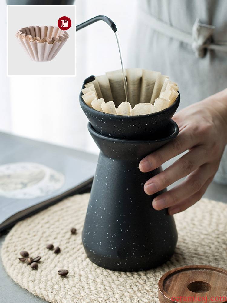 Beauty color porcelain ceramic filter coffee cup share drip coffee pot pot hand type filter coffee equipment suit