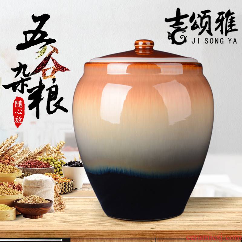 Jingdezhen ceramic barrel 30 kg to with cover flour barrels of insect - resistant moisture meters storage box sealed storage tank in the kitchen