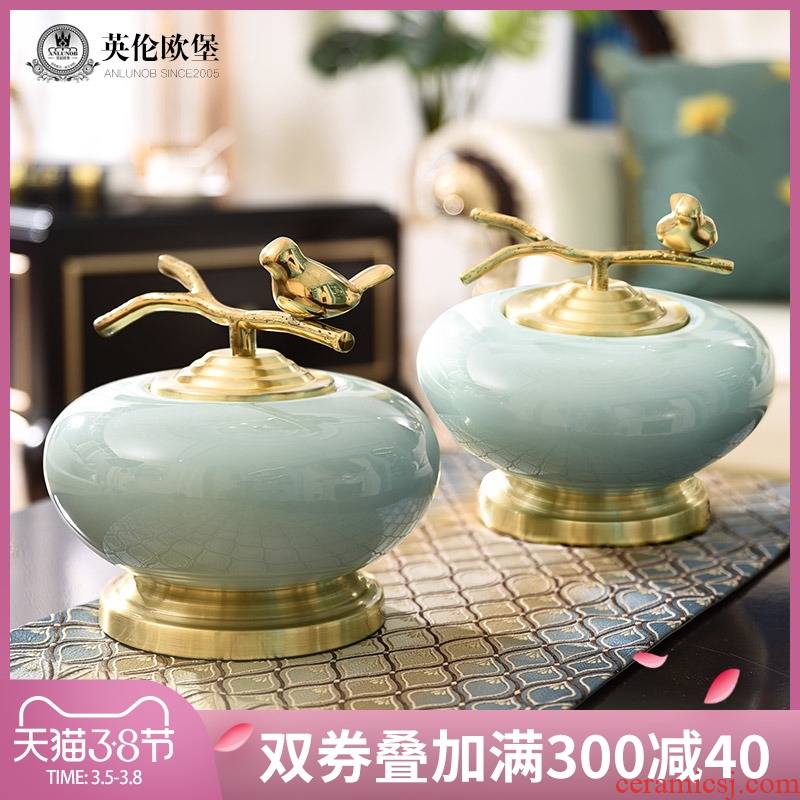 American ceramic storage tank furnishing articles sitting room porch TV ark, copper handicrafts creative new Chinese style household ornaments