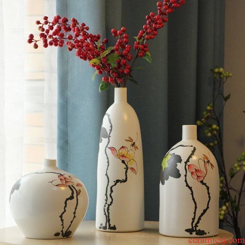 Jingdezhen porcelain creative hand - made of lotus pond mesa vase with modern Chinese rural American room sitting room furnishing articles