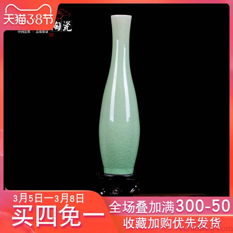 Jingdezhen ceramics dried flower vase archaize ice crack guanyin temple sitting room willow bottles jade net bottle arranging flowers