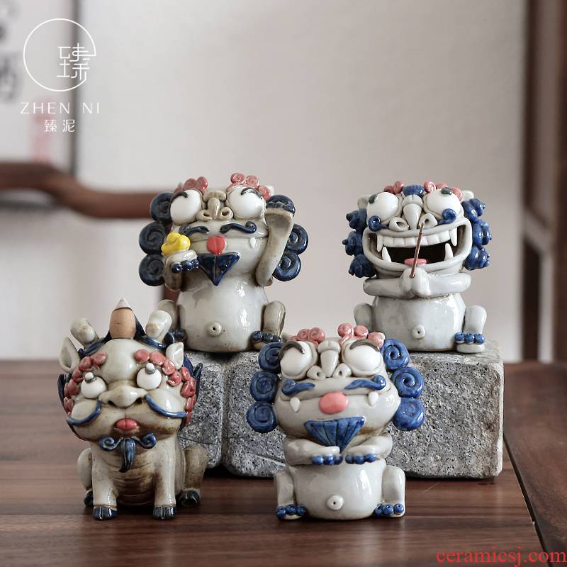 By pure manual mud jingdezhen ceramic tea pet plutus play the mythical wild animal tea tea accessories creative fragrant incense buner furnishing articles