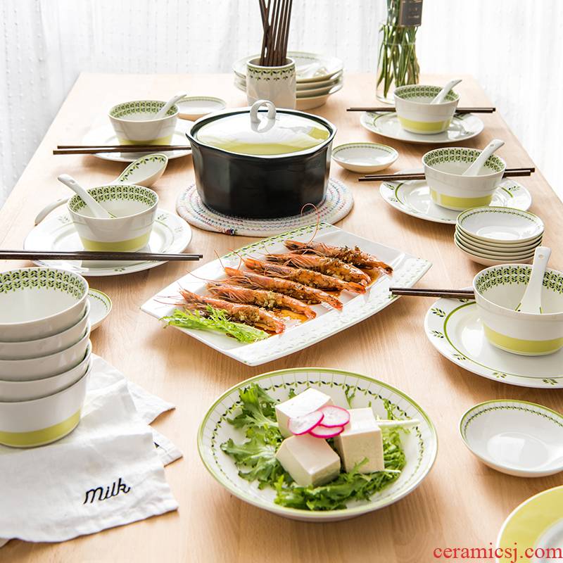 Porcelain soul, gift boxes, household Korean dishes suit Chinese contracted ceramic bowl chopsticks tableware to eat bread and butter plate combination